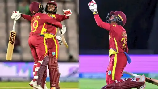 Shemaine Campbelle and Jahzara Claxton embracing after West Indies Women snatch last-over win against New Zealand in Women's T20 World Cup 2026