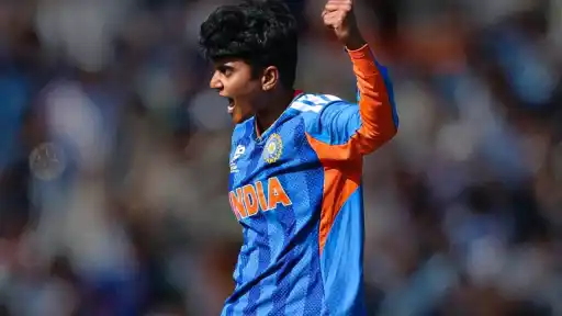 Shree Charani celebrates a wicket in India Women's cricket jersey during the ICC Women's T20 World Cup 2026