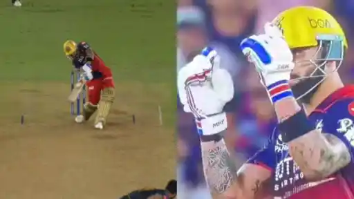 Virat Kohli indicates the stands before hitting a match-winning six to seal RCB's second successive IPL title in 2026
