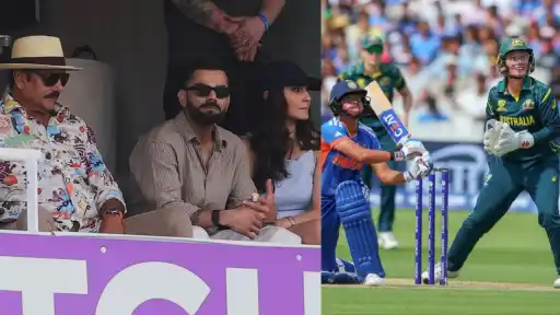 Virat Kohli watches from the stands during the India Women vs Australia Women Women's T20 World Cup 2026 clash