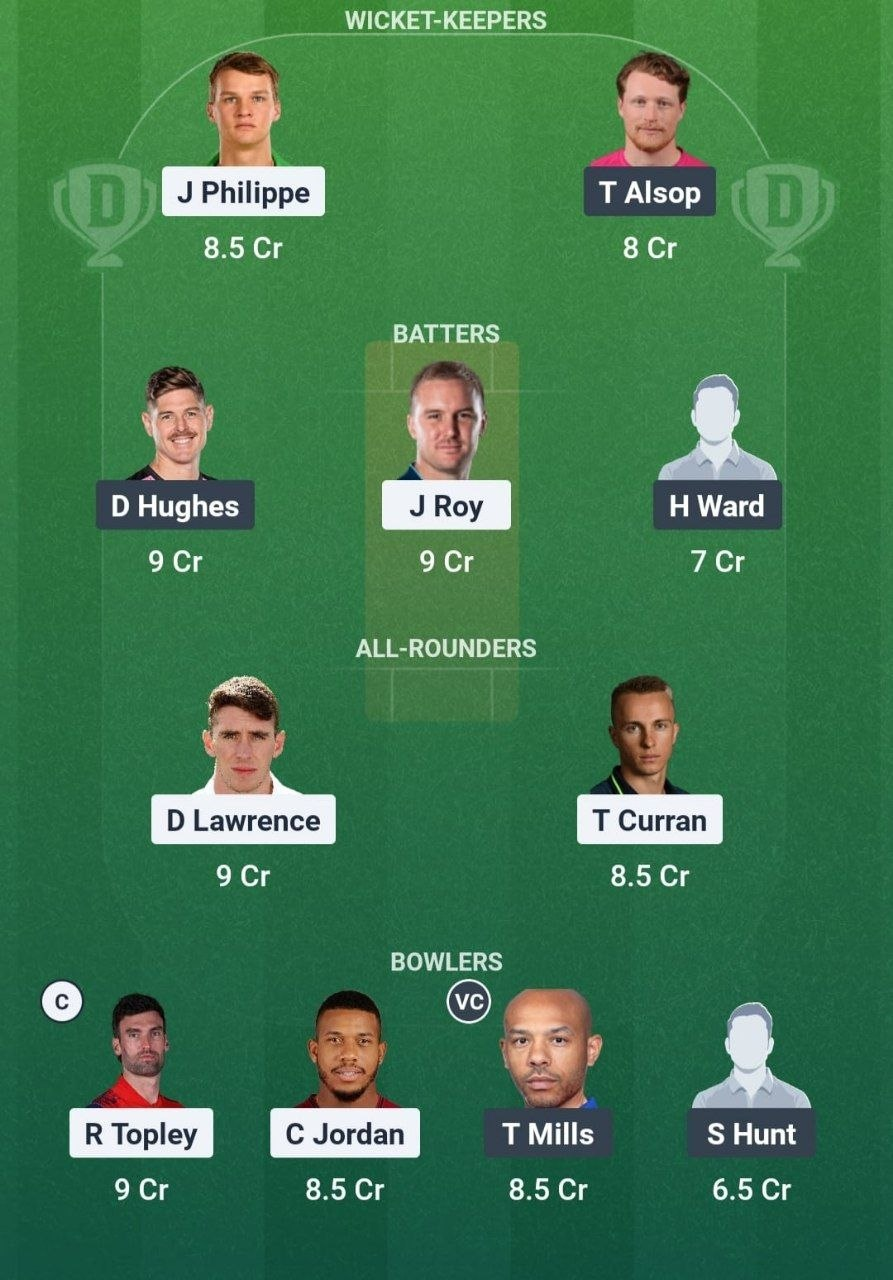 SUR vs SUS Match 86 Dream11 Team
