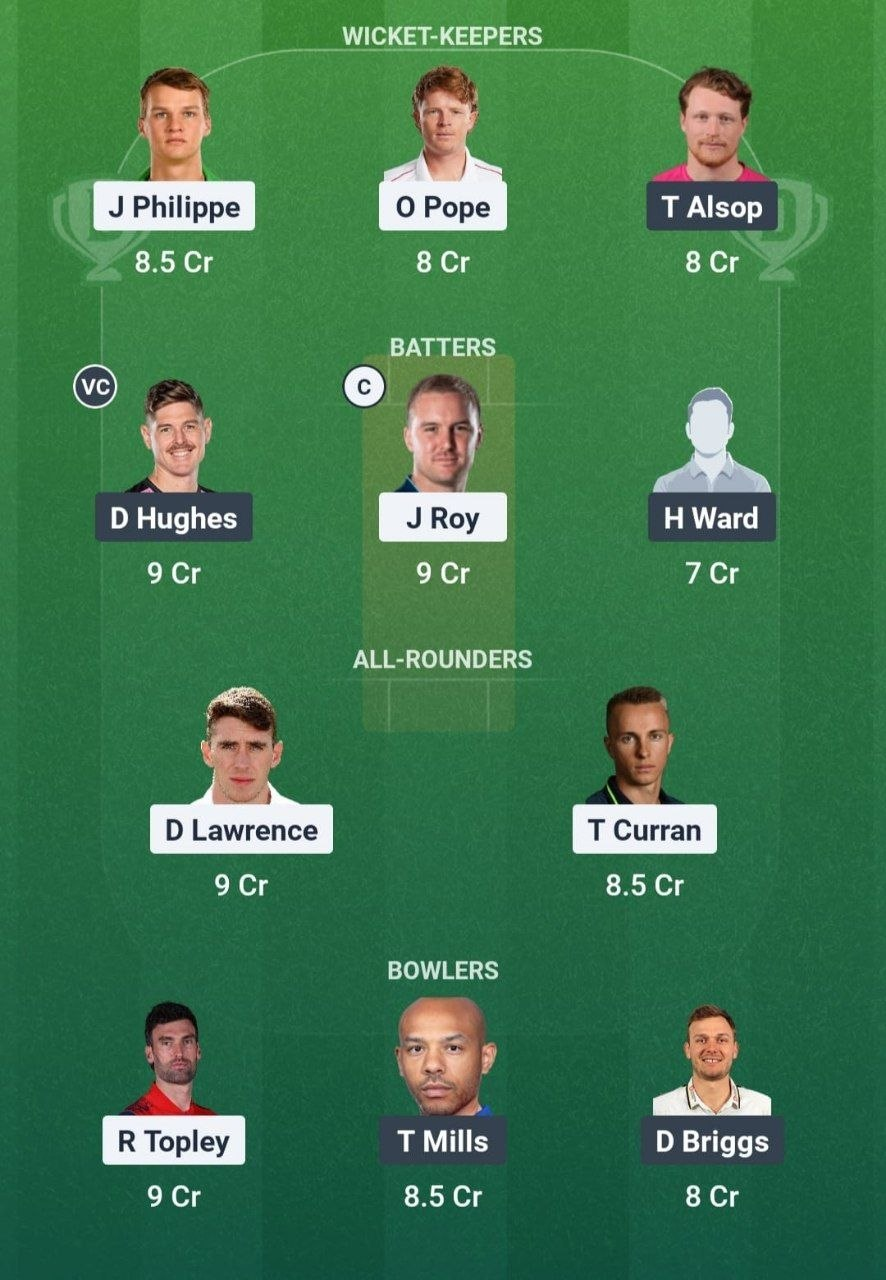 SUR vs SUS Match 86 Dream11 Team