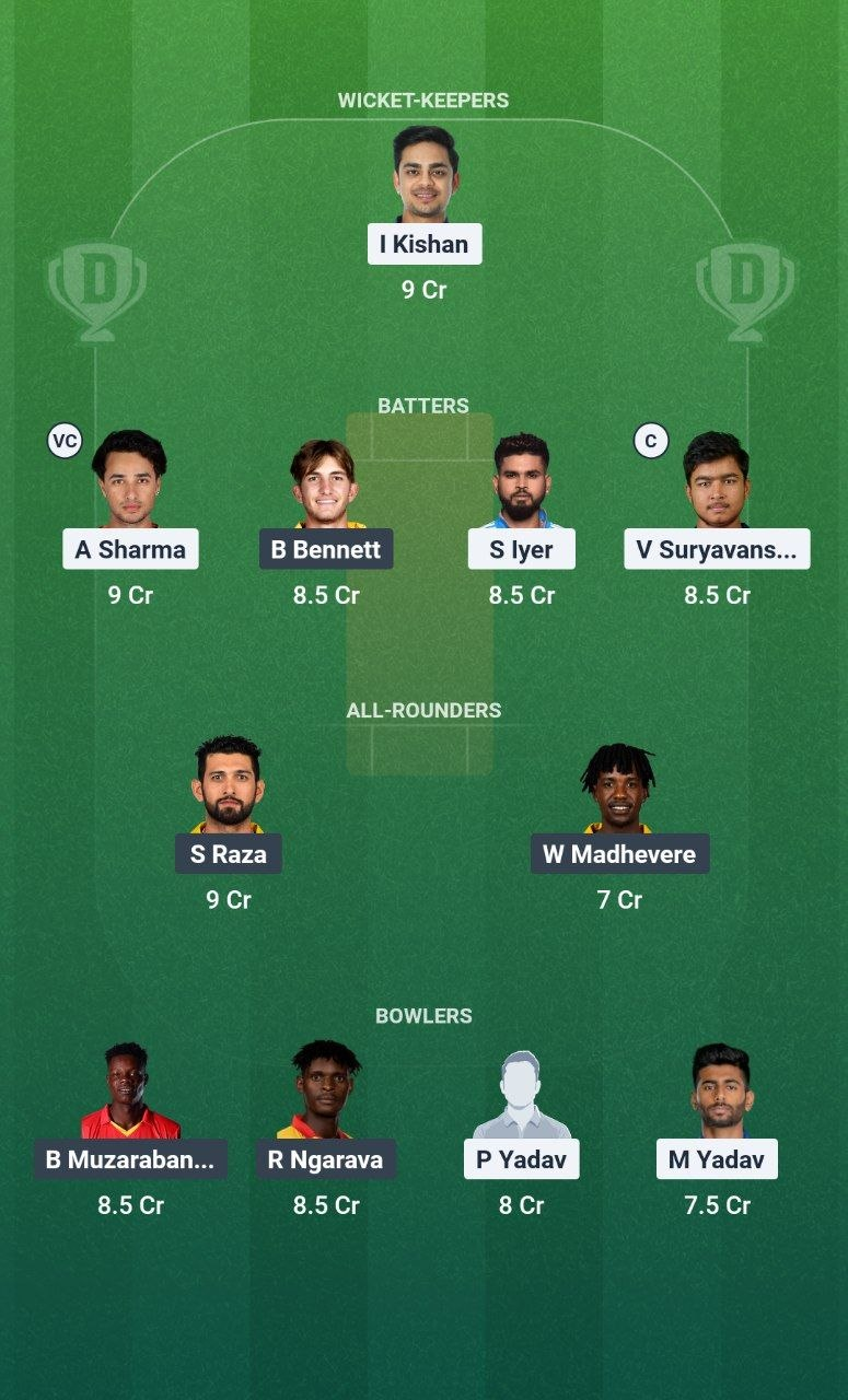 ZIM vs IND 2nd T20I Dream11 Team