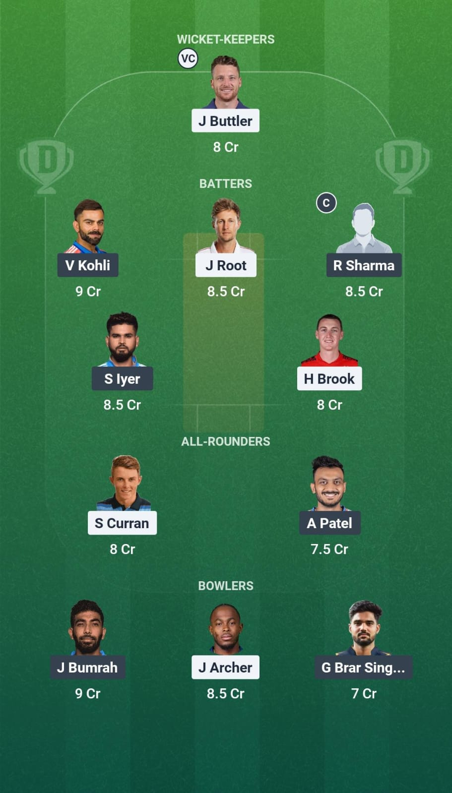 ENG vs IND 1st ODI Dream11 Team