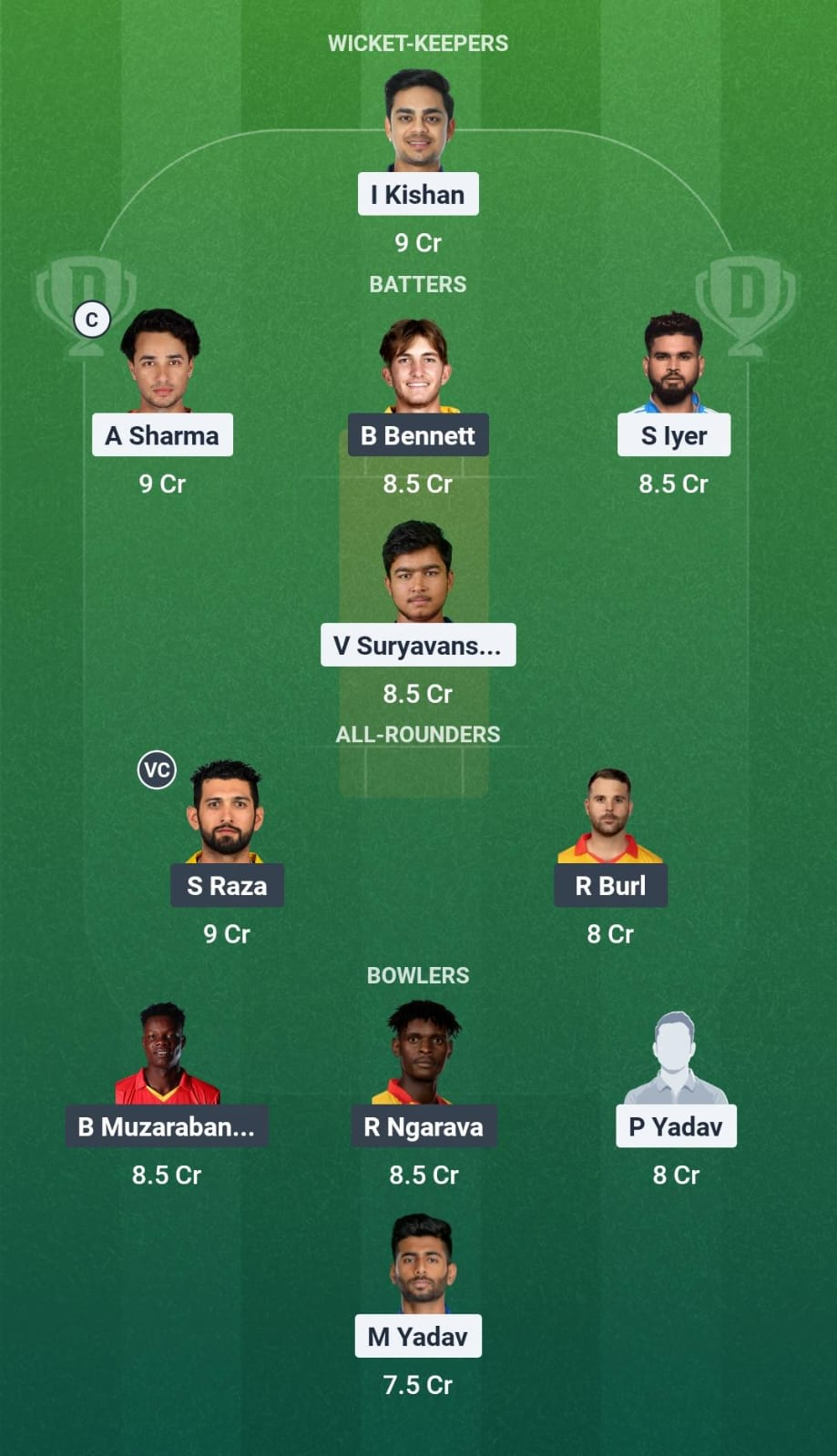 ZIM vs IND 1st T20I Dream11 Team