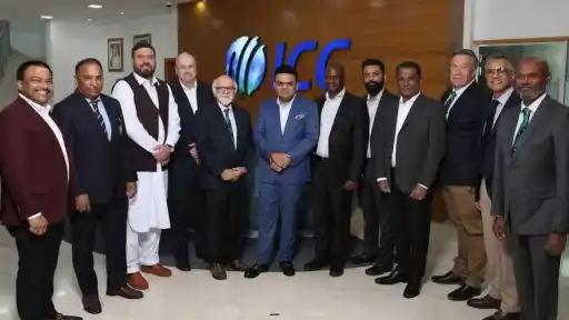 ICC officials at the 2026 Annual General Meeting discussing proposals to reshape international cricket