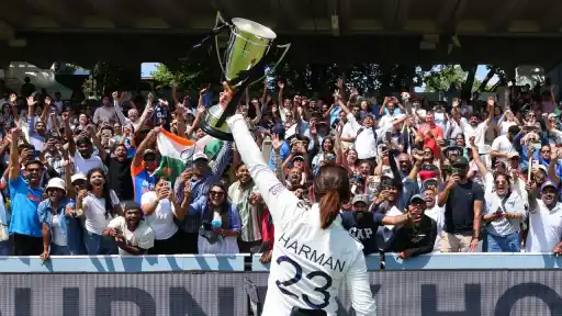 India Women's cricket team celebrates a historic Test win over England at Lord's, with fans reacting online comparing them favorably to the men's team.