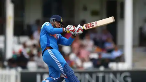 Vaibhav Sooryavanshi playing shot during batting ZIM vs IND 2nd T20I