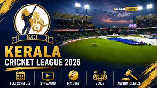 Players from Kerala Cricket League 2026 teams including Kollam Sailors, Calicut Globstars and Trivandrum Royals ahead of Season 3 at Greenfield International Stadium