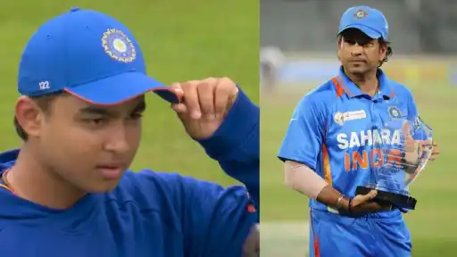 Vaibhav Sooryavanshi celebrates his historic international debut for India against England, breaking Sachin Tendulkar's youngest-debutant record
