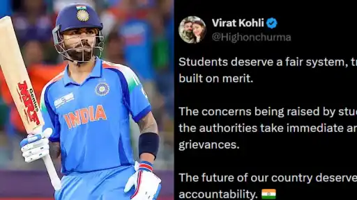 Fact check image on Virat Kohli's alleged tweet about CJP protests in Delhi amid Jantar Mantar student demonstrations