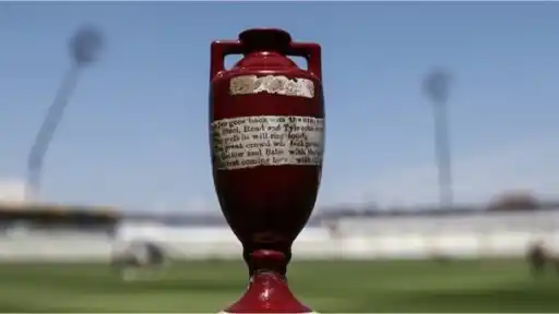 The Ashes urn on display at an England cricket ground ahead of the confirmed Men's and Women's Ashes schedule