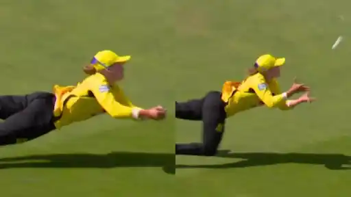 Bess Heath dives full stretch to complete a stunning one-handed catch and dismiss Eva Gray for 6 in The Hundred Women's 2026