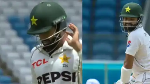 Mohammad Rizwan looks dejected after being dismissed for 11 off Justin Greaves in the WI vs PAK 1st Test at Tarouba