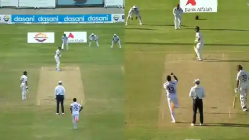 Pakistan batsmen dismissed during the WI vs PAK 1st Test as bowlers celebrate on the field