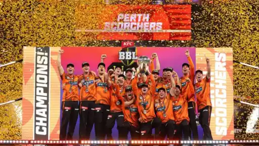 Melbourne Renegades and Perth Scorchers players ahead of the BBL 2026-27 season opener in Chennai