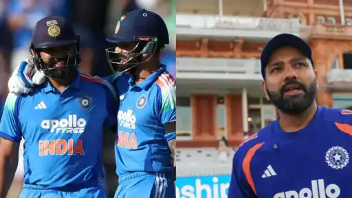 Rohit Sharma celebrates his century with Virat Kohli during the IND vs ENG 3rd ODI at Lord's
