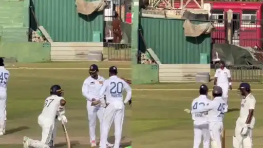 Sri Lanka A players check Sai Sudharsan's bat after his back-to-back centuries