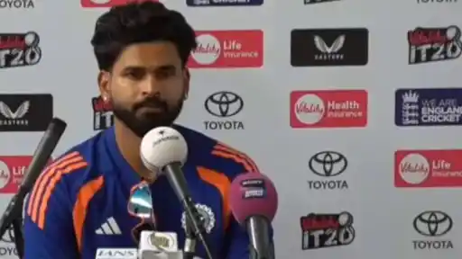 Shreyas Iyer addresses media in a press conference ahead of India's first T20I against England, responding sharply to a journalist's question