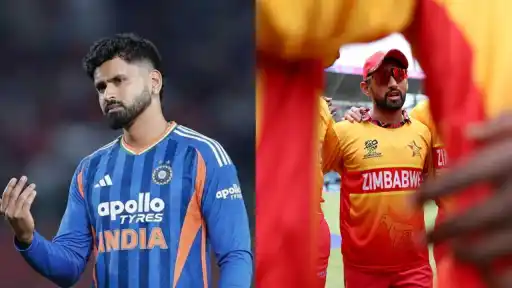 India captain Shreyas Iyer and Zimbabwe captain Sikandar Raza ahead of the T20I series 2026