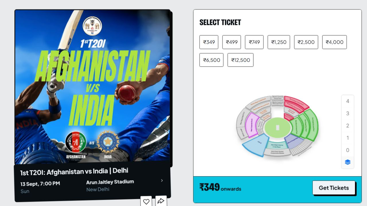 AFG vs IND T20I 2026 tickets: Full price list