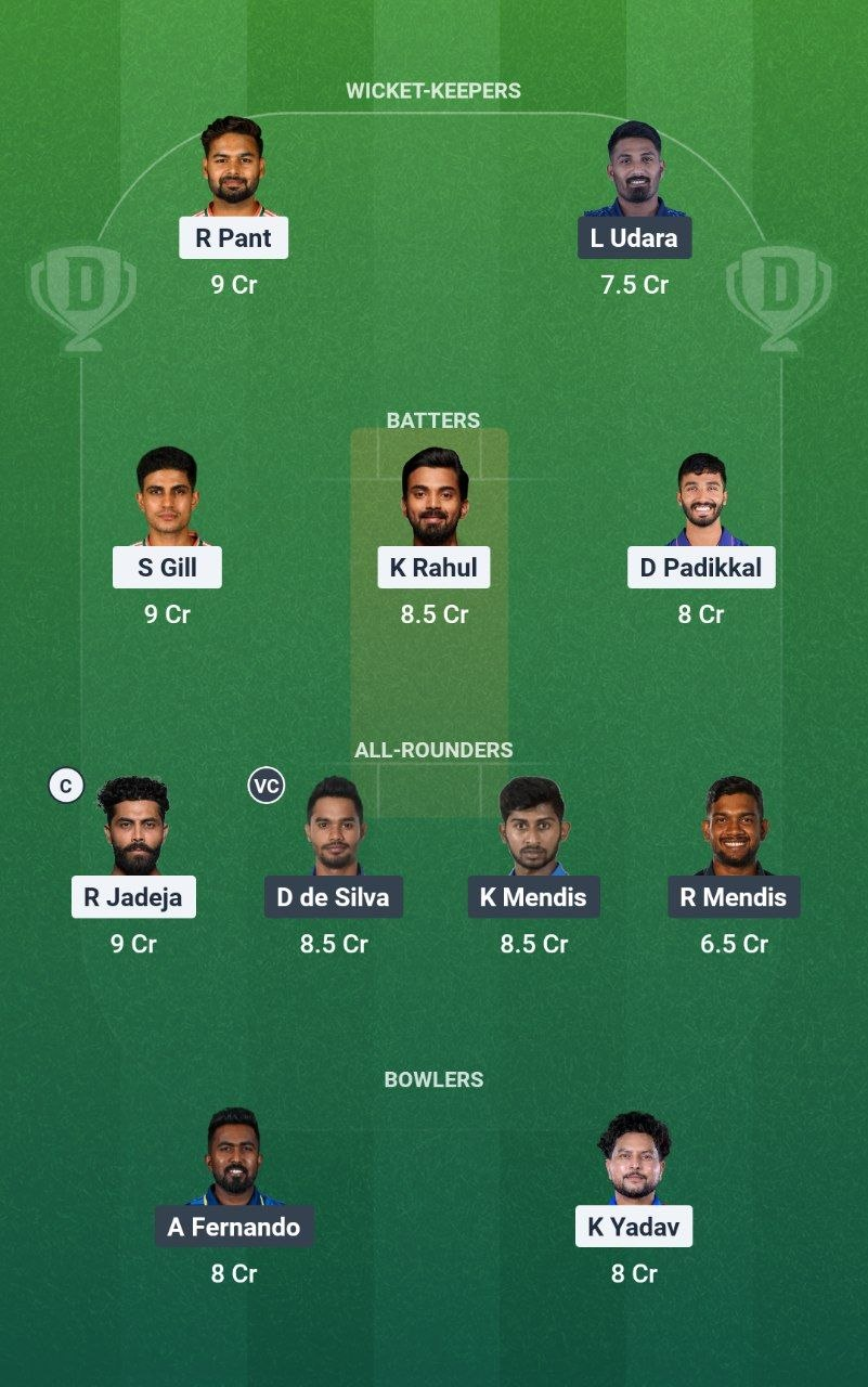 SL vs IND Dream11 Team