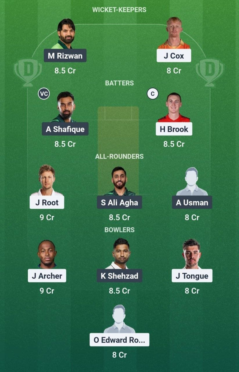 ENG vs PAK 2nd Test Dream11 Team