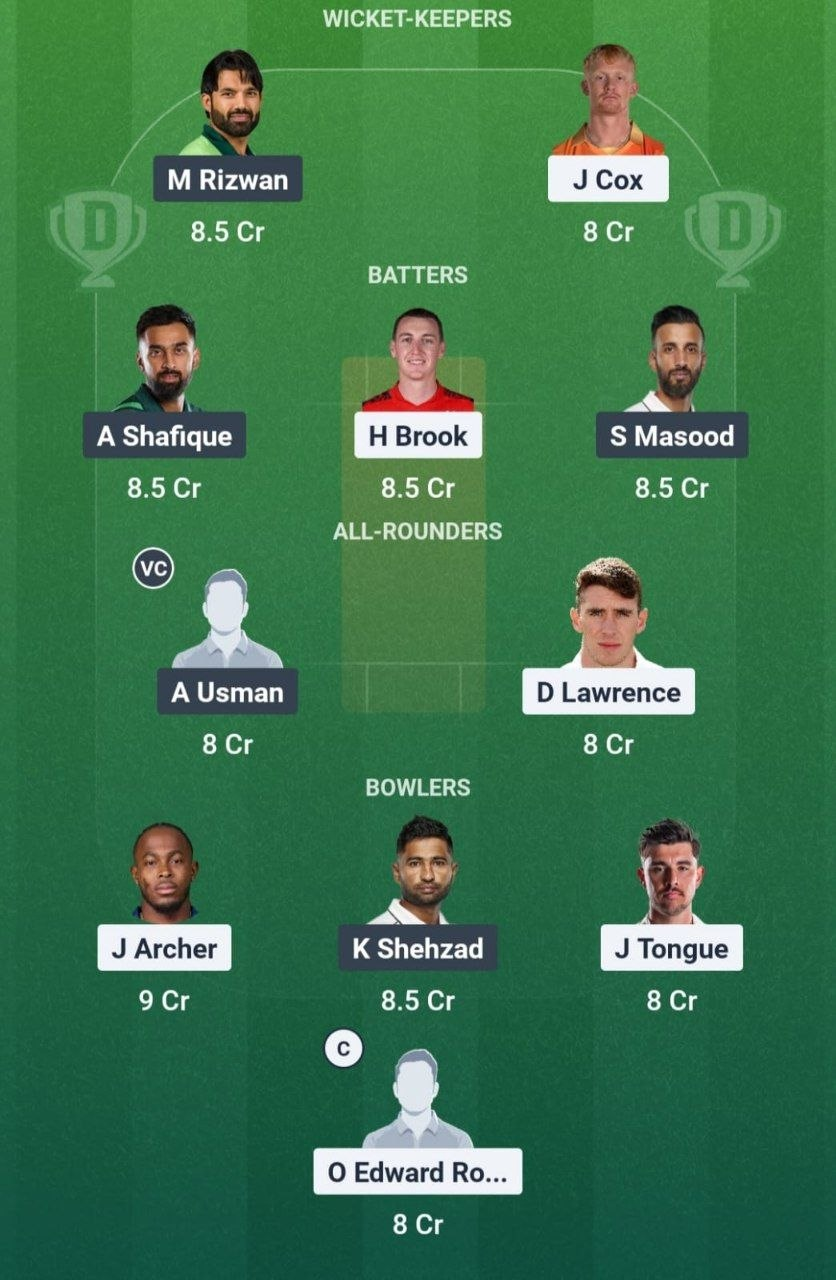 ENG vs PAK 2nd Test Dream11 Team