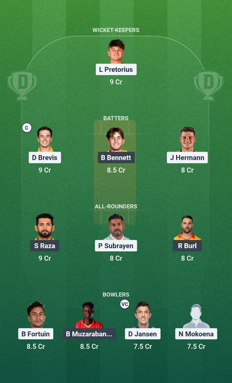 SA vs ZIM Match 2 Dream11 Team