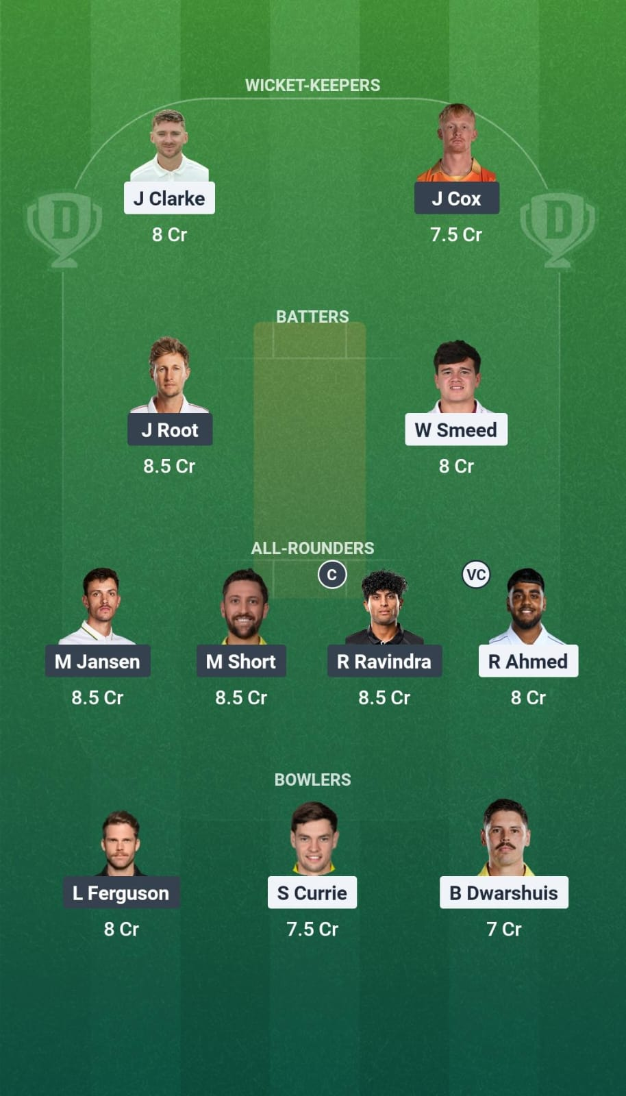 BPH vs WEF Dream11 Team