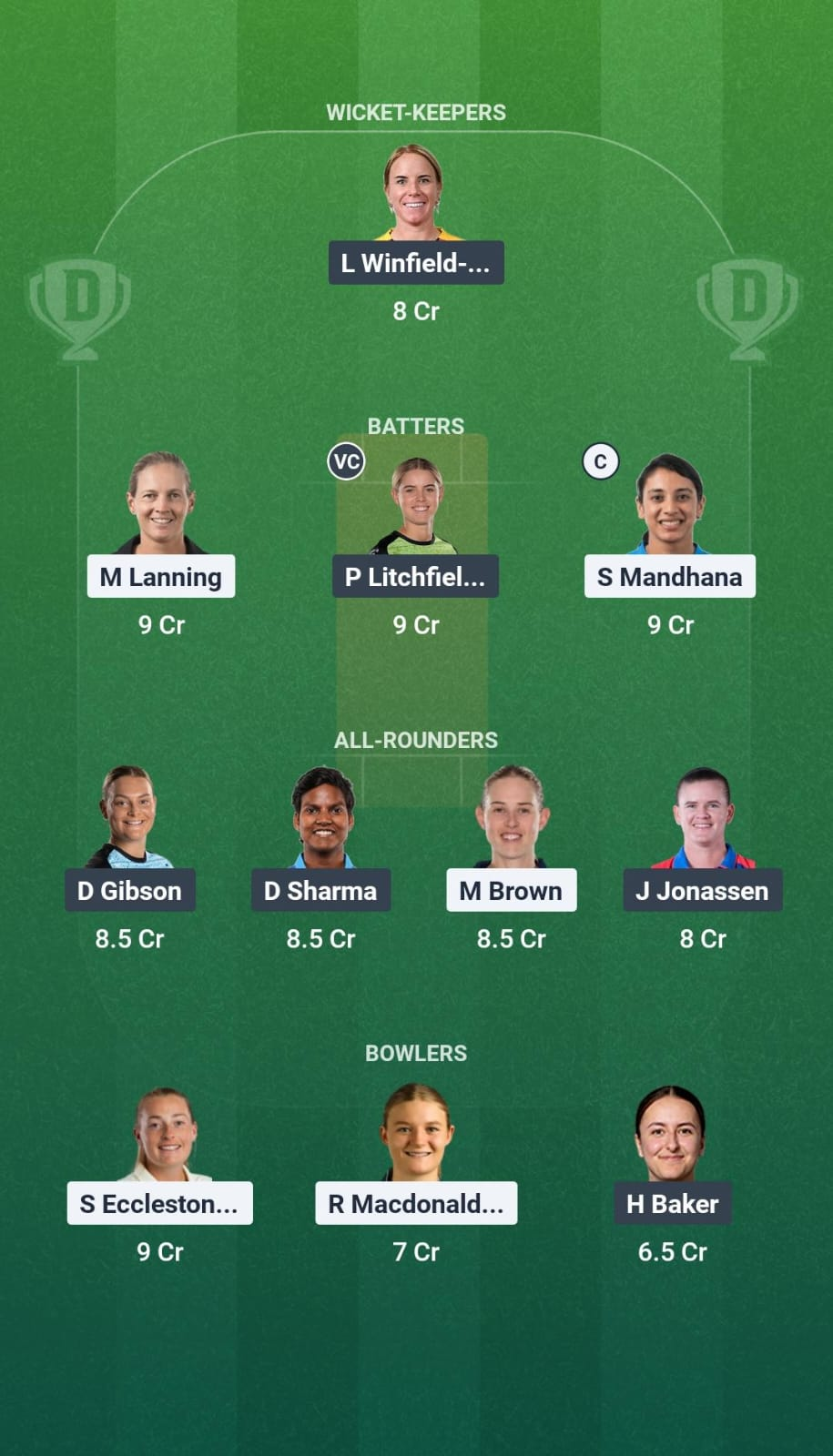 MSG-W vs SUL-W Match 30 Dream11 Team