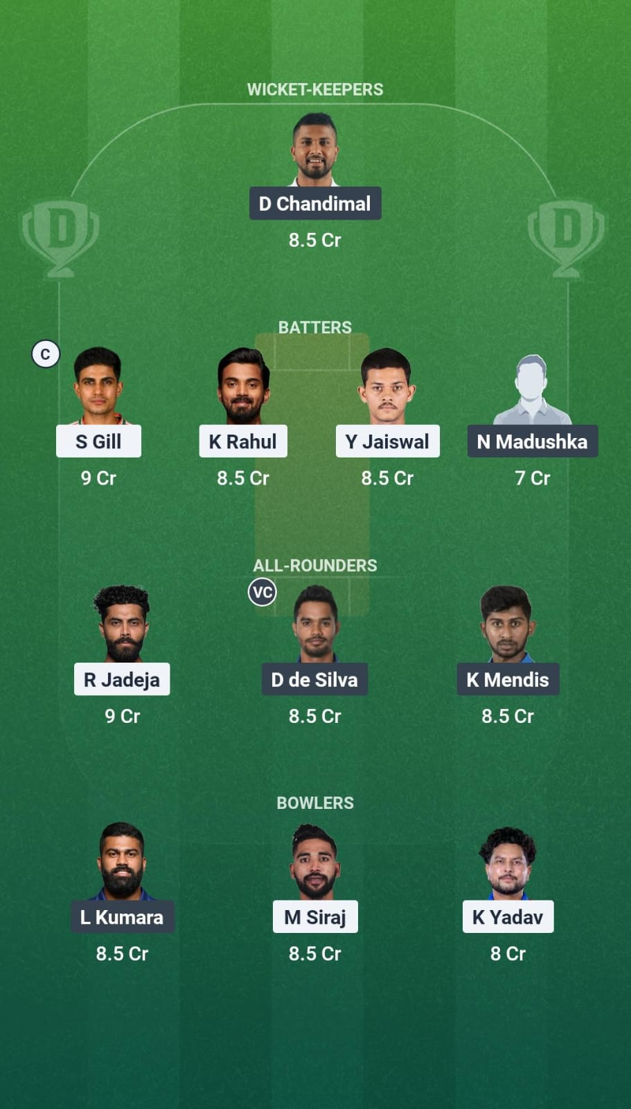 SL vs IND 1st Test Dream11 Team