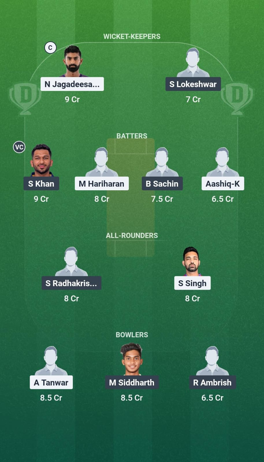 CSG vs LKK Dream11 Team