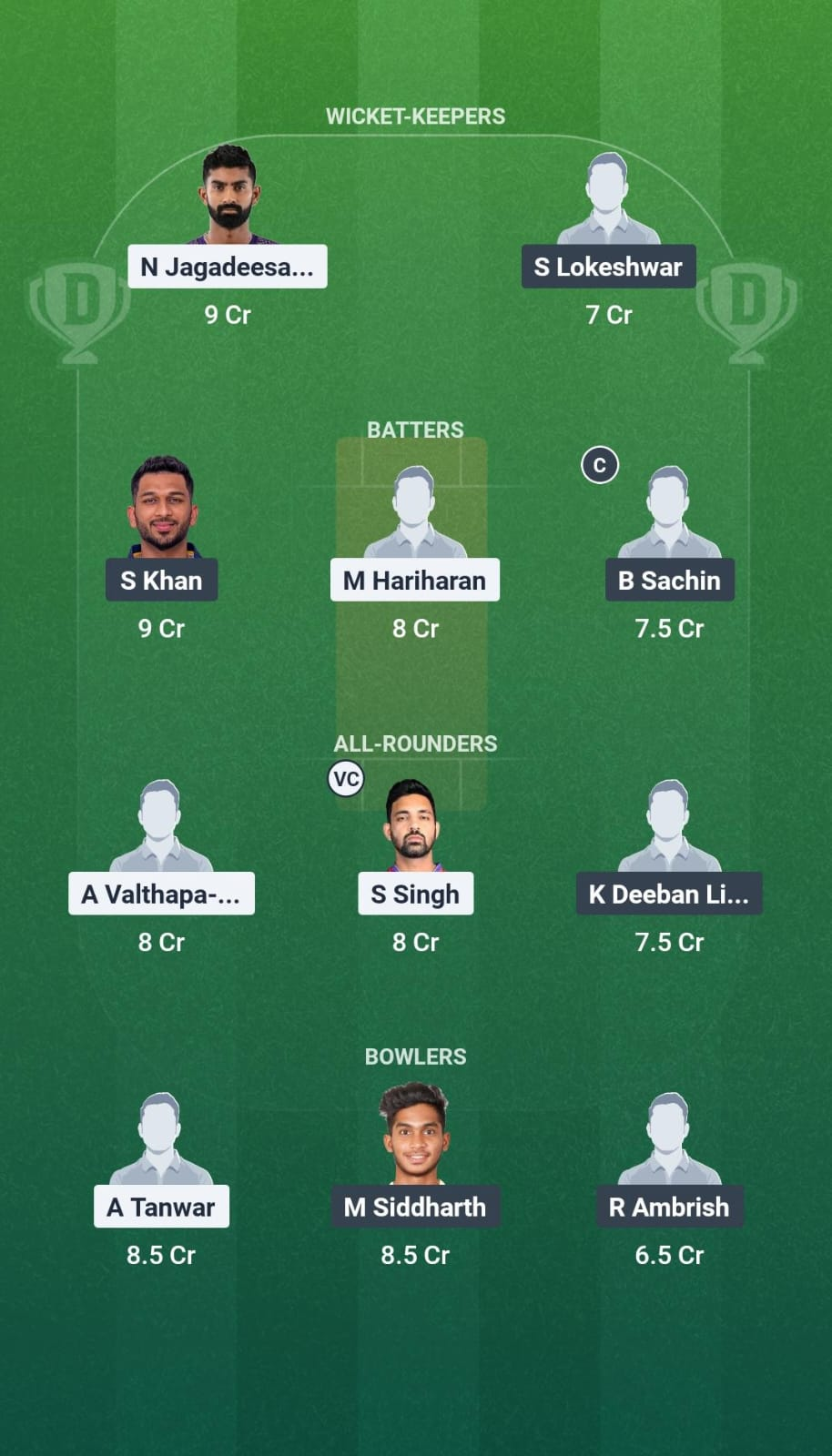 CSG vs LKK Dream11 Team