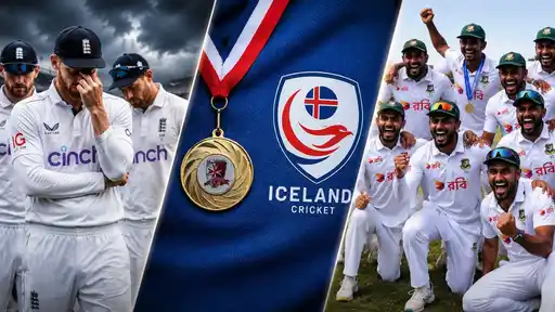 Bangladesh cricket team celebrates their maiden Test win over Australia in Darwin, as Iceland Cricket's viral tweet trolls England on social media