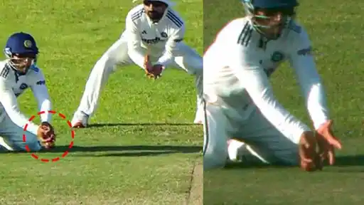 Dhruv Jurel appeals after a low, contentious catch to dismiss Sri Lanka's Lahiru Udara on Day 4 of the IND vs SL 1st Test in Galle