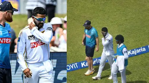 Dinesh Chandimal taken off the field injured during SL vs IND 1st Test Day 4 in Galle