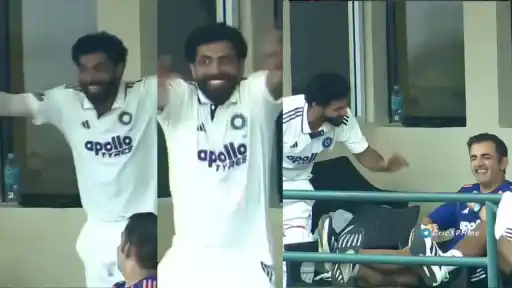 Ravindra Jadeja imitates Kuldeep Yadav's bowling action as Gautam Gambhir laughs during IND vs SL practice match