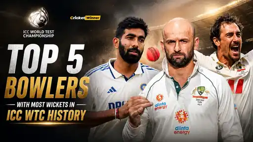 Mitchell Starc celebrates becoming the highest wicket-taker in ICC World Test Championship history
