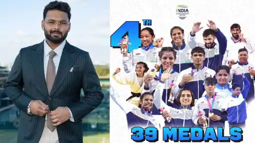 Rishabh Pant celebrating Team India's Commonwealth Games 2026 campaign after India's 4th-place finish in Glasgow