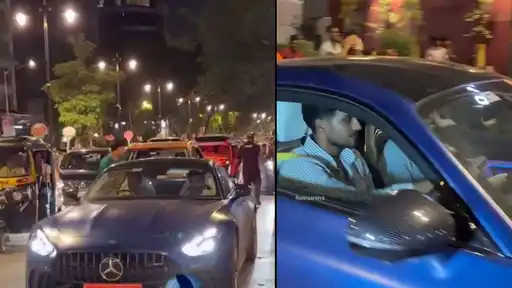 Team India batter Shubman Gill spotted driving his brand-new Mercedes through the streets of Mumbai