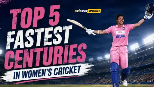 Ranked list of the top 5 fastest centuries in Women's ODI cricket, led by Meg Lanning and featuring Smriti Mandhana's record Indian knock