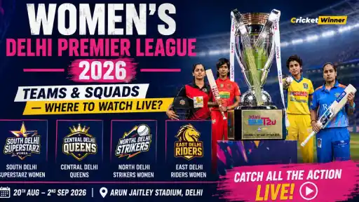 Women's Delhi Premier League 2026 full schedule, teams and squads graphic — Arun Jaitley Stadium Delhi