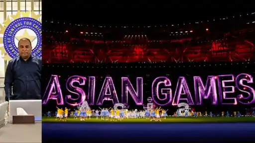 BCCI logo alongside the Asian Games branding, as the board considers sending a second-string 'B' squad over concerns about facilities in Japan