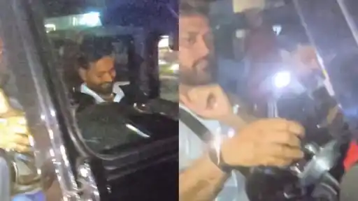 MS Dhoni driving his black Thar with Rishabh Pant in the passenger seat during a night ride through Ranchi, in a viral video ahead of the Sri Lanka Tests
