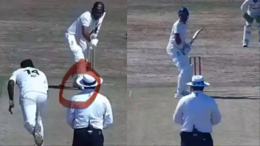 A Pakistan bowler reacts in frustration near the umpire after a contested decision during the Pakistan vs PCCSXI practice match