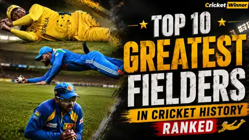 Greatest fielders in cricket history, including diving and catching moments, as part of a ranked top 10 list