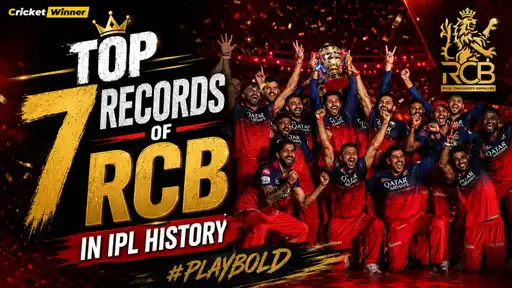 Royal Challengers Bengaluru players celebrate with the IPL trophy, marking their top 7 records in league history