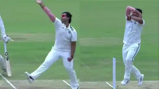 Vaibhav Sooryavanshi bowling for East Zone during his 2-wicket spell in the Duleep Trophy 2026