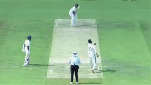 Vaibhav Sooryavanshi playing a shot as the North East Zone bowler follows through during the East Zone vs North East Zone Duleep Trophy 2026 match